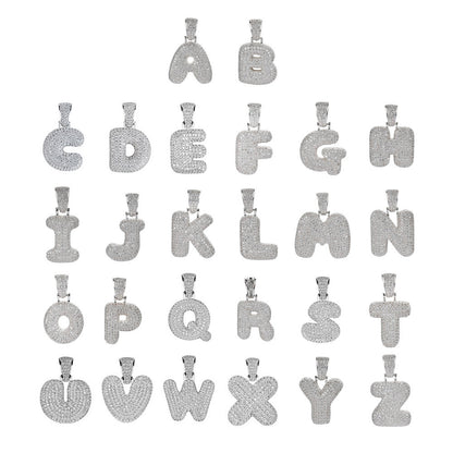 Hip Hop Letter Bubble Cubic Zirconia Pendant Necklace for Men and Women