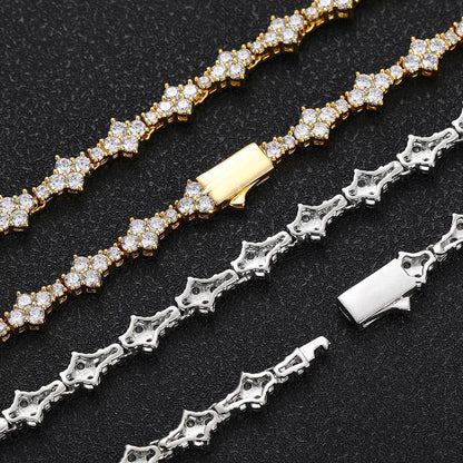 6.5 mm Star-Cluster CZ Tennis Copper Necklace - CHA258