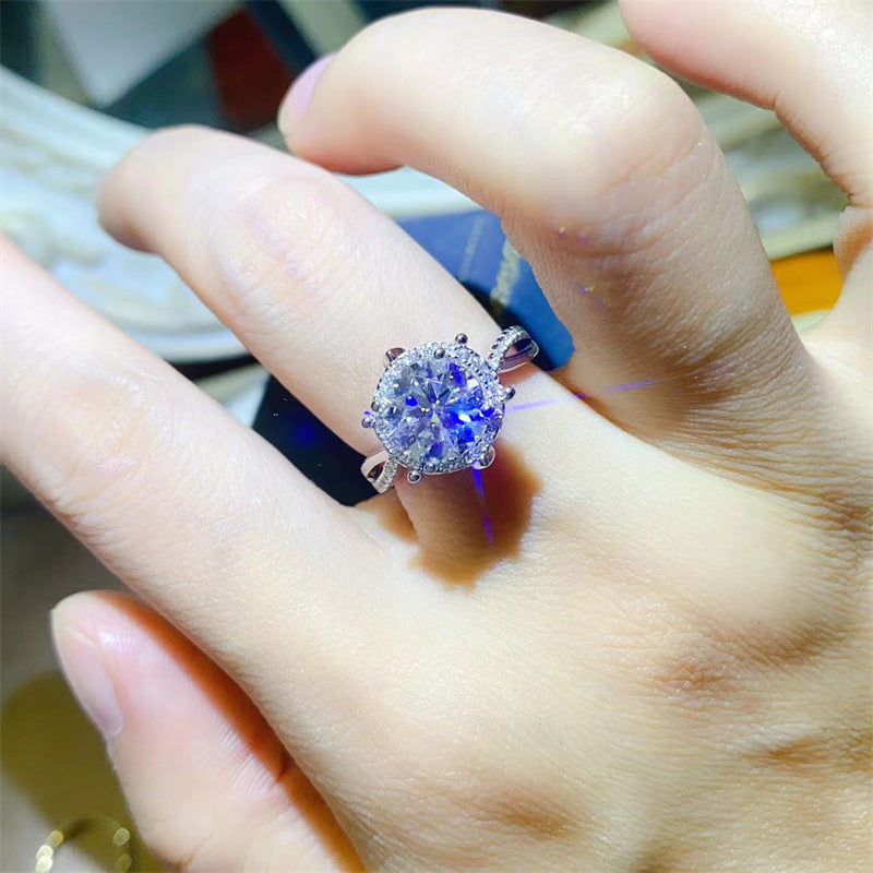 Floral Moissanite Ring for Women, 1 Carat or 2 Carat Engagement Ring, Halo Style Promise Ring product image