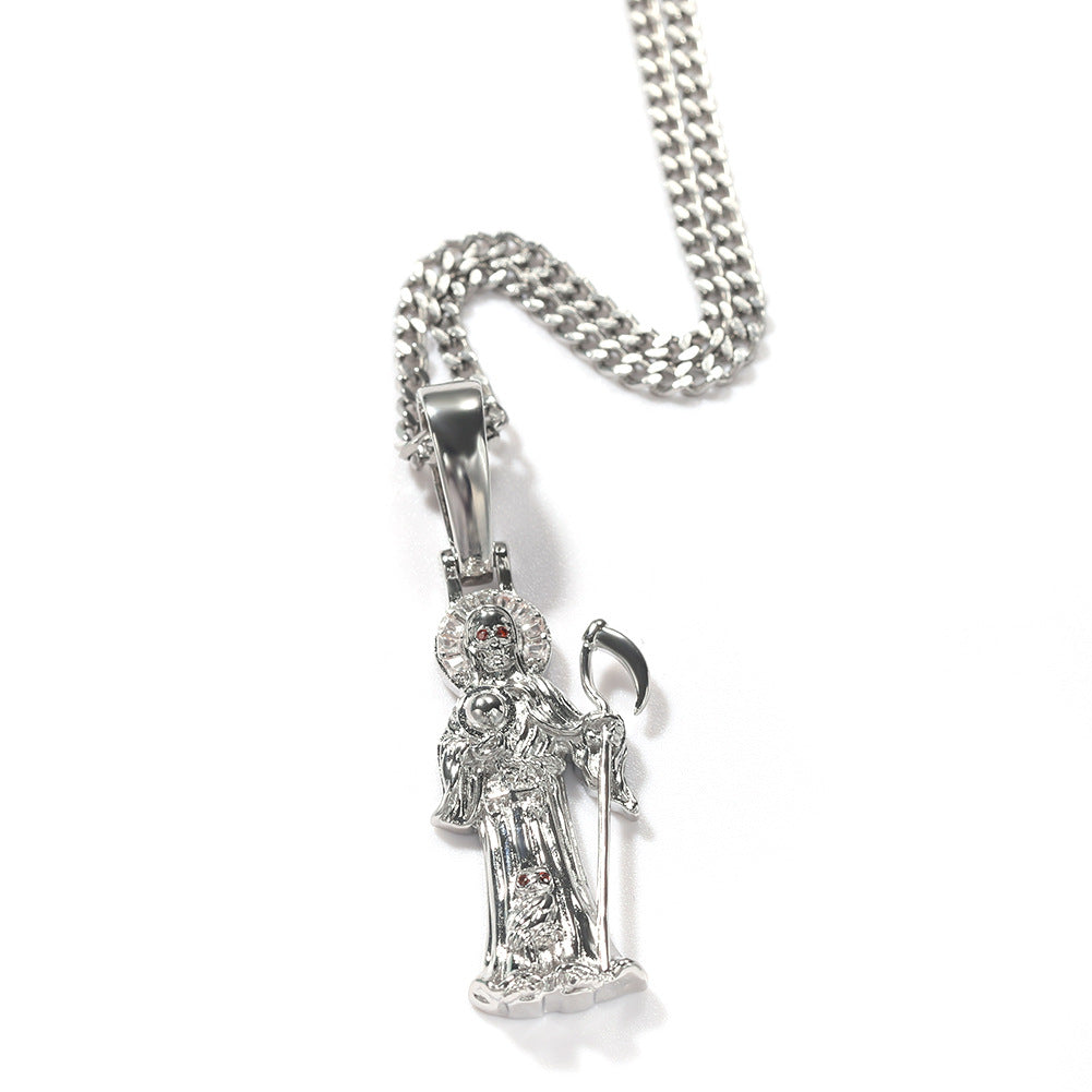 Gold Plated Saint Pendant Necklace with 24 Inch Twisted Chain for Women and Men