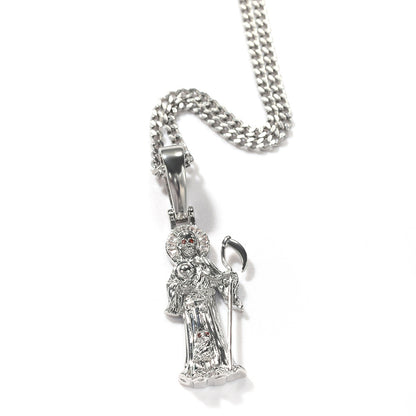Gold Plated Saint Pendant Necklace with 24 Inch Twisted Chain for Women and Men