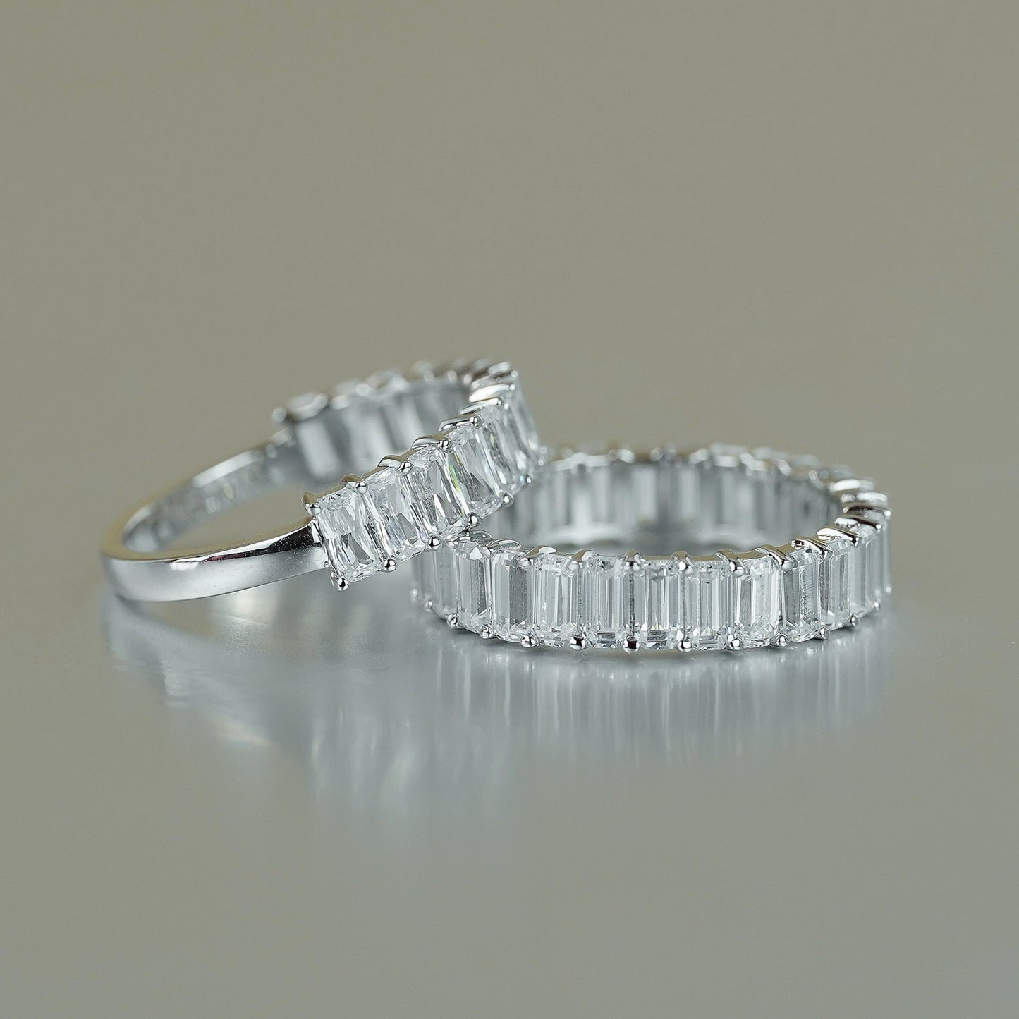 Moissanite Eternity Ring, Emerald-Cut Full Band Wedding Ring for Women product image