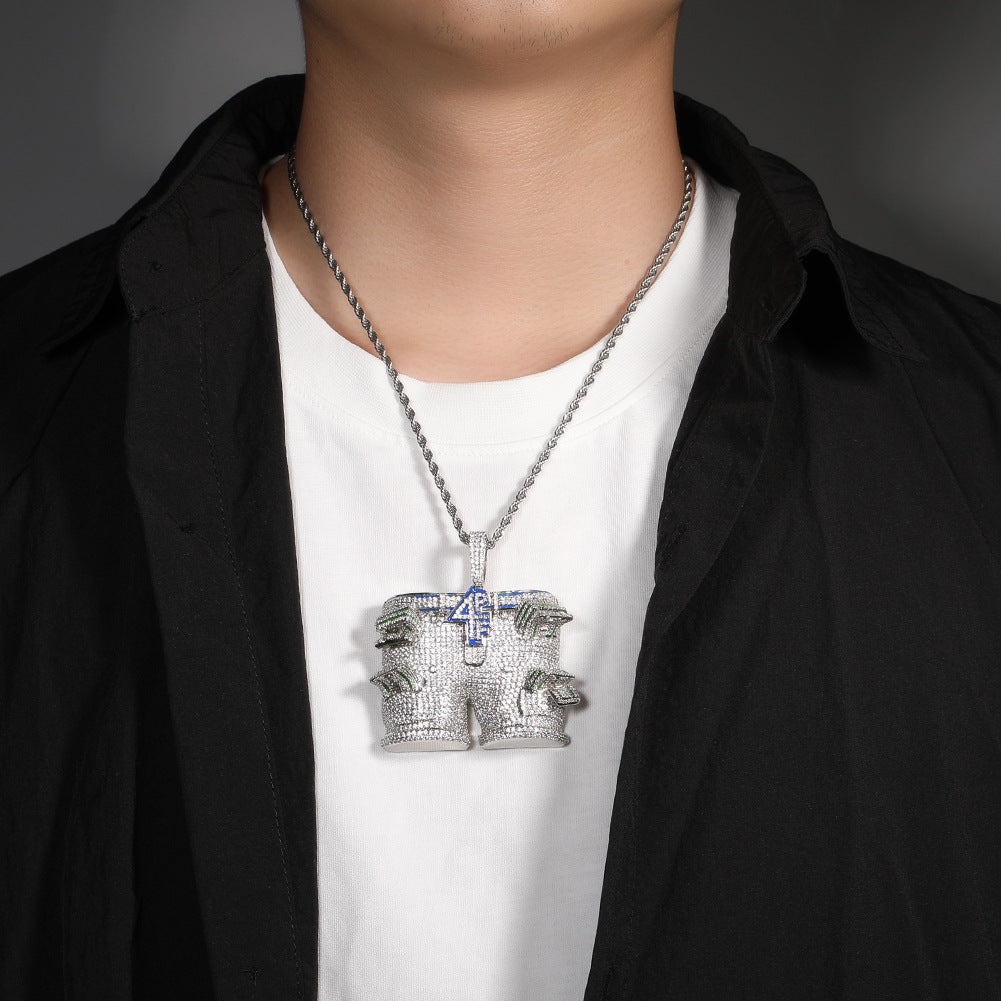 Gold Plated Hip Hop Letter Pendant Necklace with Cubic Zirconia Iced Out Chain for Women & Men