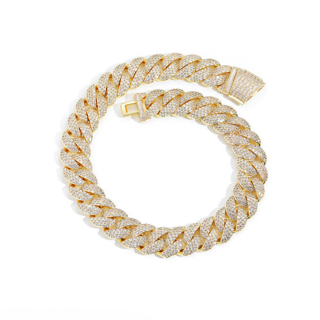Hip Hop Light Luxury Cuban Link Cubic Zirconia Necklace for Men