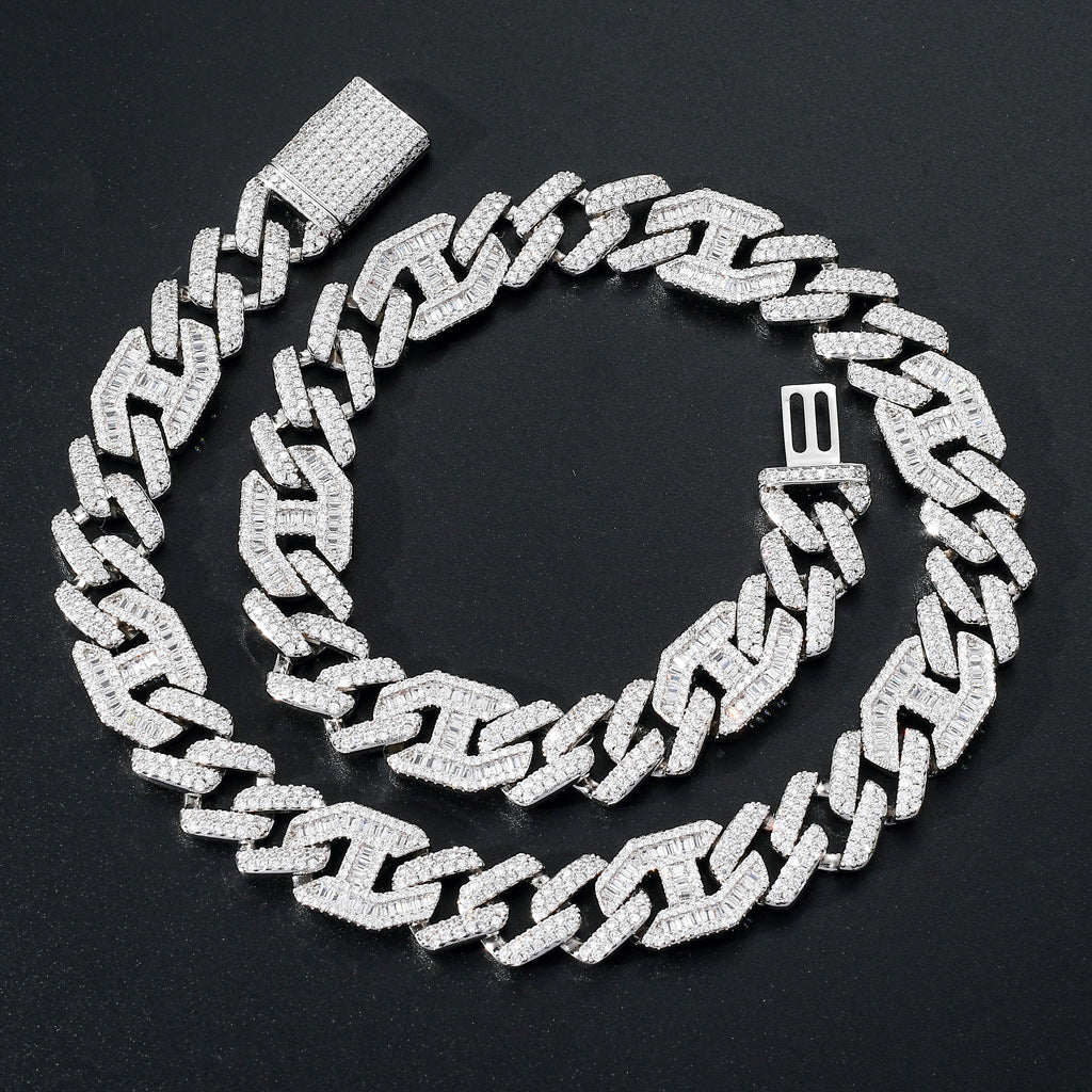 Hip Hop Diamond Shape Cuban Link Copper Necklace for Men
