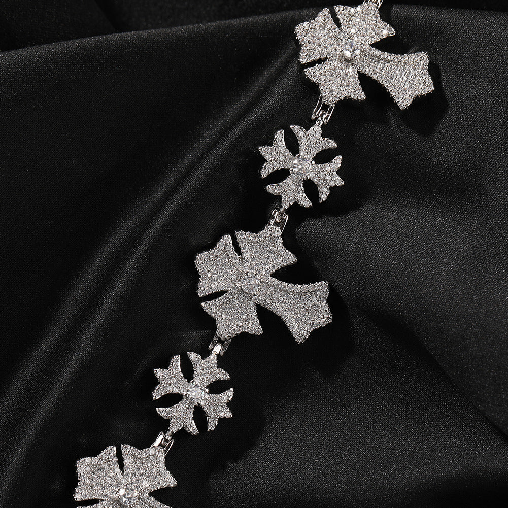 Iced Snowflake Cuban Link Bracelet for Women & Men - Cubic Zirconia Copper Chain Bracelet in Gold or Silver, 7inch/8inch product image