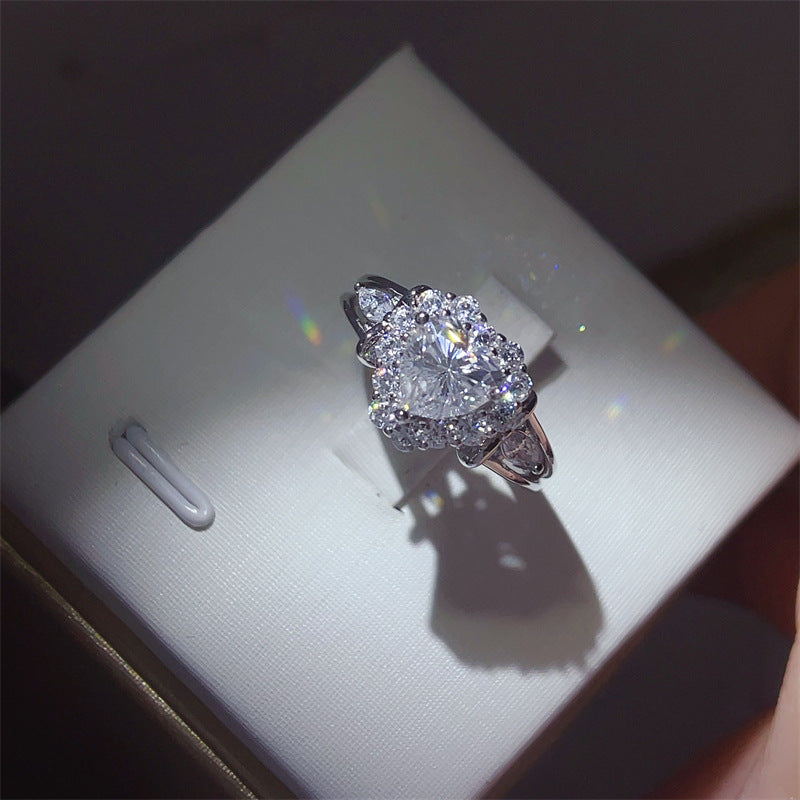 1 Carat Heart Cut Moissanite Halo Ring for Women – Geometric Engagement, Promise or Wedding Ring product image