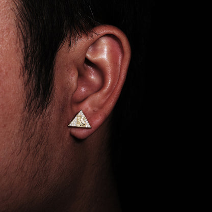 Geometric Triangle Stud Earrings, Sparkling Stone Hip Hop Earrings for Men and Women