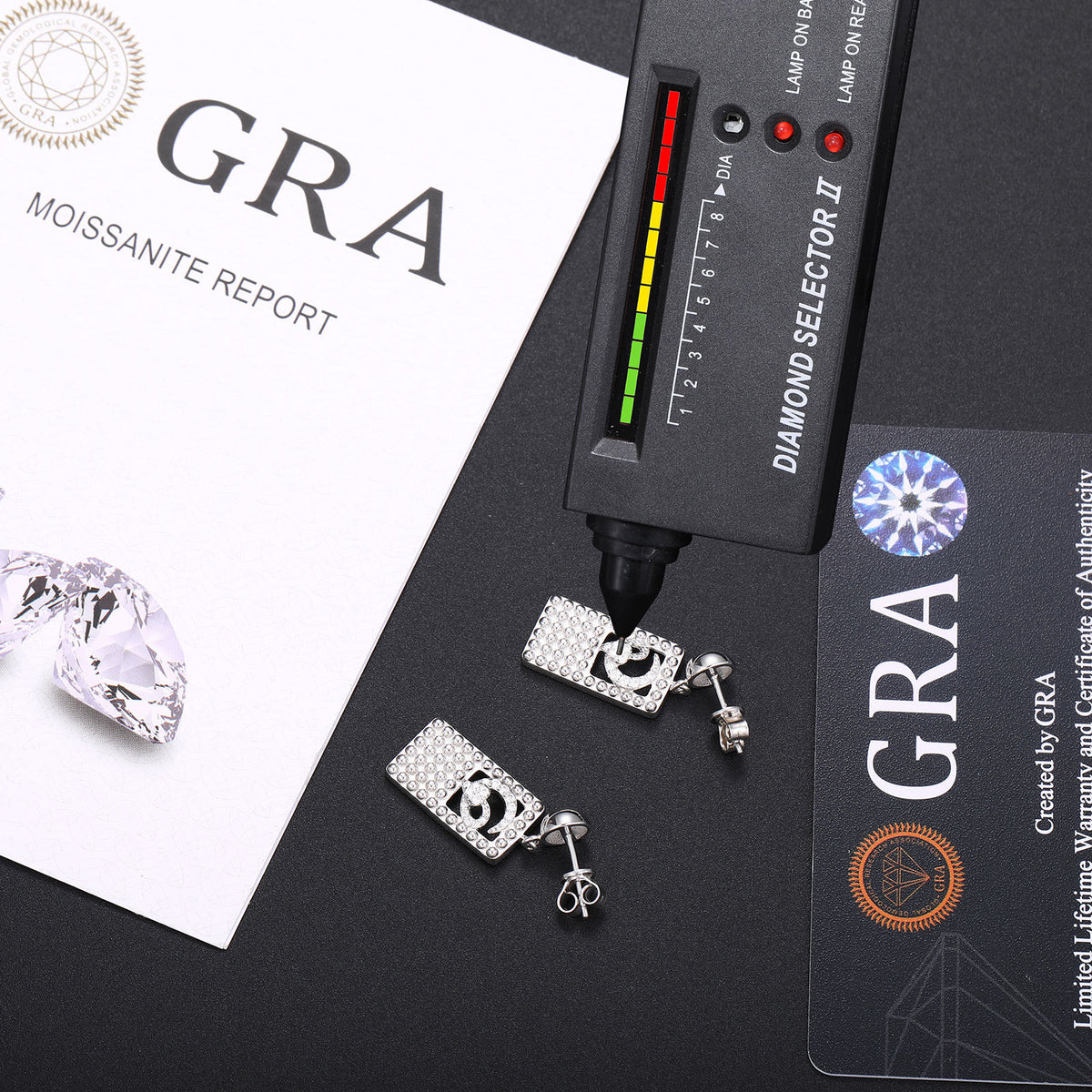 Unisex Silver Tone Geometric Snake Stud Earrings with Moissanite Accent product image