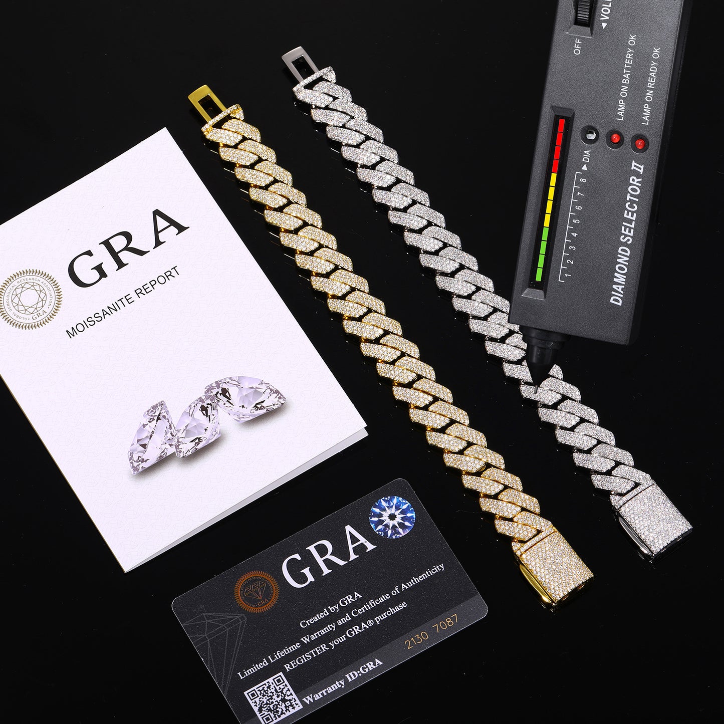 Iced Out Moissanite Cuban Link Bracelet for Men and Women - 16mm Diamond Shape Statement Chain product image