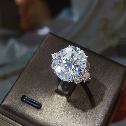 10 Carat Oval Moissanite Butterfly Halo Ring for Women