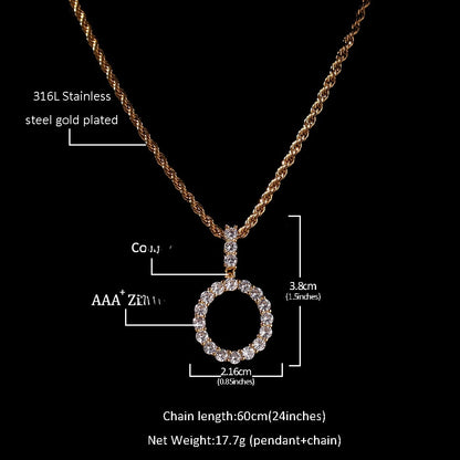 A-Z Initial Letter Pendant Necklace with Crystal Pavé Twist Chain for Women, Gold or Silver Tone