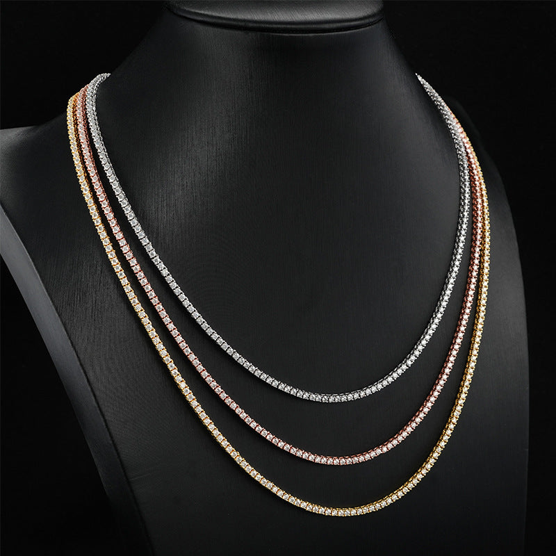 Unisex Iced Out Tennis Chain Necklace & Bracelet Set in Cubic Zirconia product image