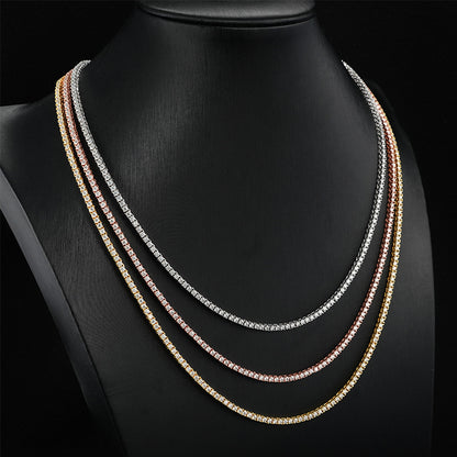 Unisex Iced Out Tennis Chain Necklace & Bracelet Set in Cubic Zirconia