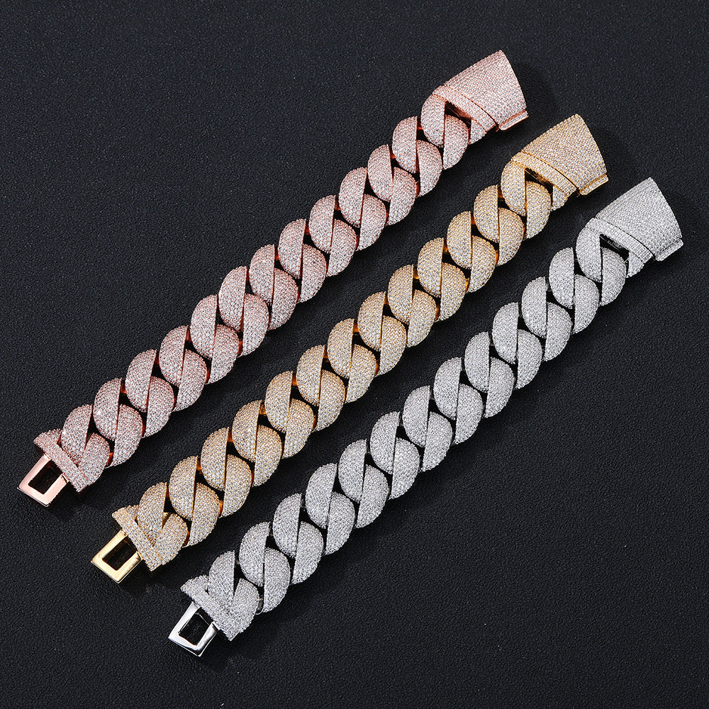 Iced Out 22mm Cuban Link Chain Bracelet, Unisex Hip Hop Statement Jewelry product image