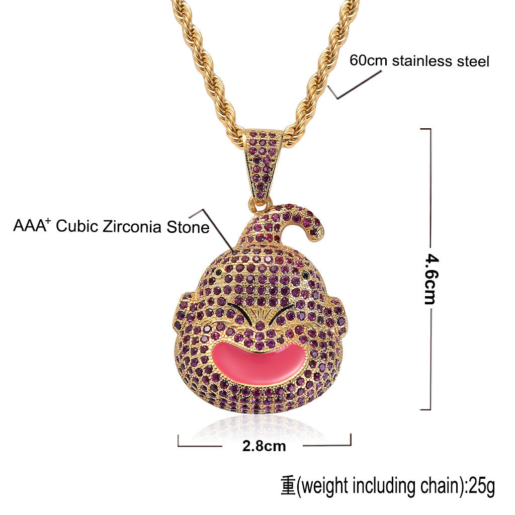 Hip Hop Dragon Cubic Zirconia Pendant Necklace for Men and Women