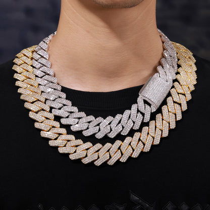 Iced Out 25mm Cuban Link Chain Necklace or Bracelet with 5A Cubic Zirconia for Men and Women