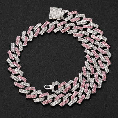 Hip Hop Diamond Shape Cuban Link Alloy Necklace for Men