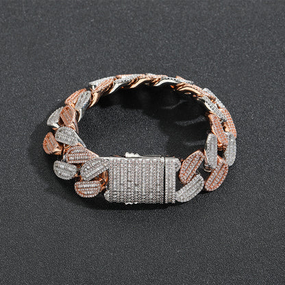Hip Hop Light Luxury Cuban Link Bubble Cubic Zirconia Bracelet for Men