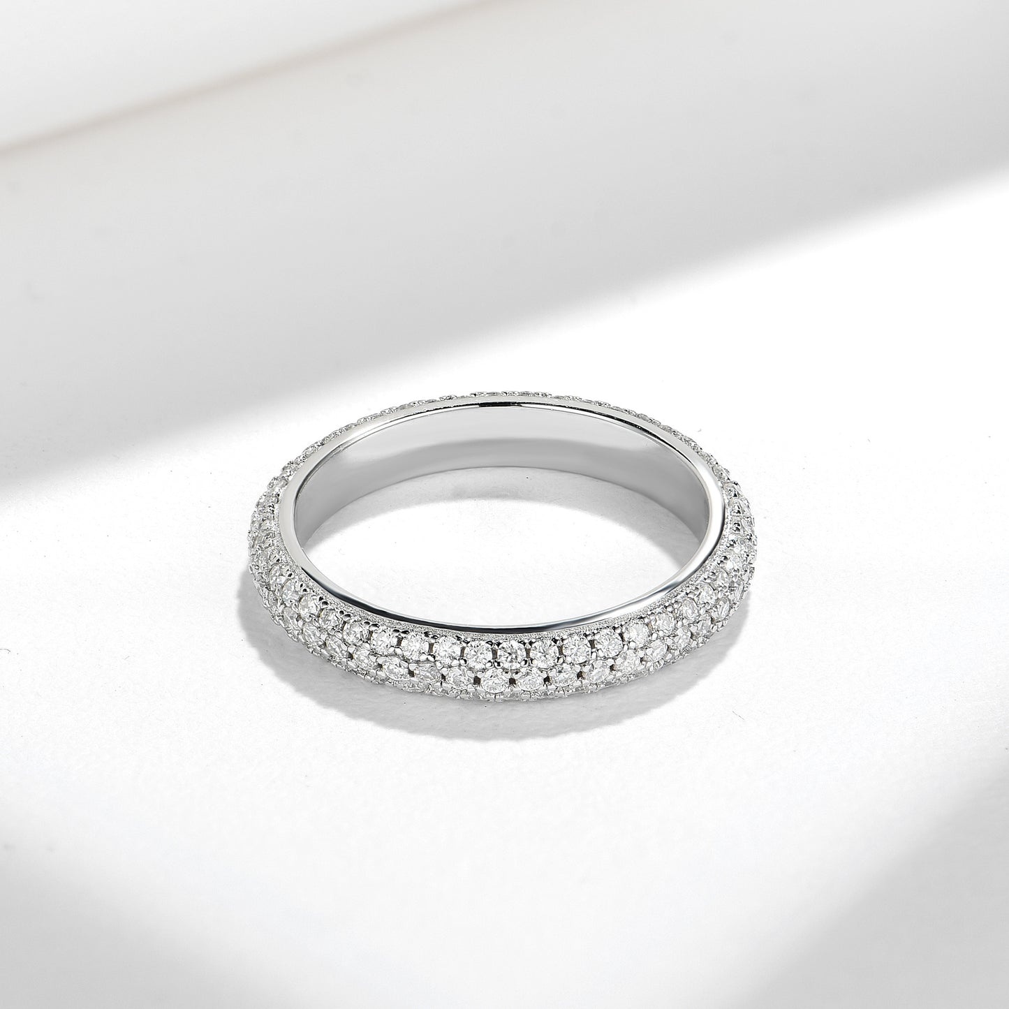 Pavé Moissanite Ring, S925 Sterling Silver Matching Couple Band product image