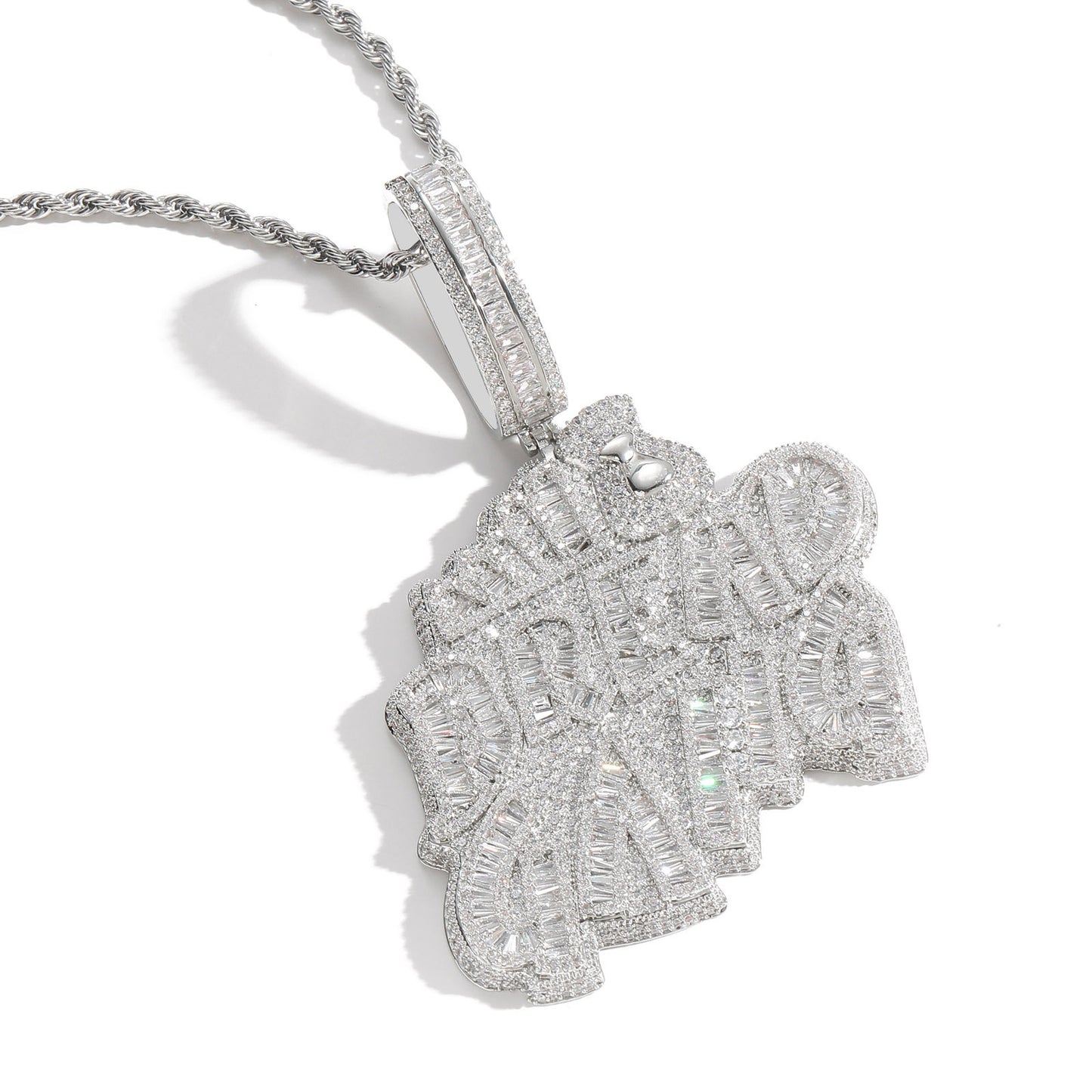 Hip Hop Minimalist Cross Tennis Chain Cubic Zirconia Pendant Necklace for Men and Women