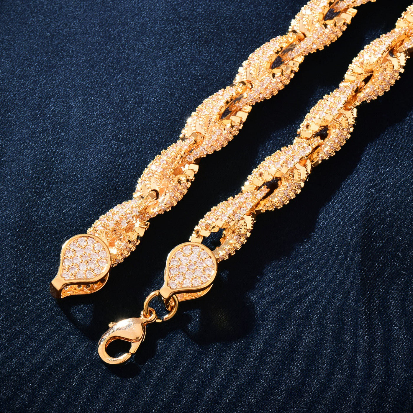 Iced Out Leaf Link Chain Necklace Unisex