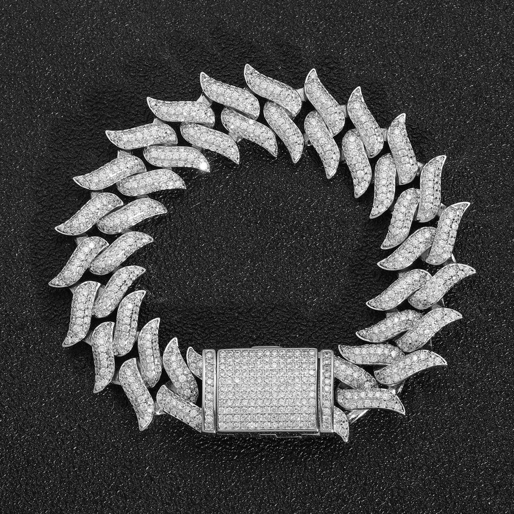 Hip Hop Punk Cuban Link Thorn Spike Copper Bracelet for Men