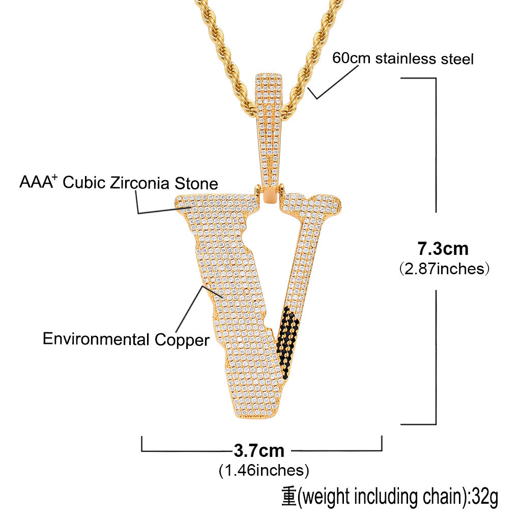 Hip Hop Fashion Cubic Zirconia Pendant Necklace for Men and Women