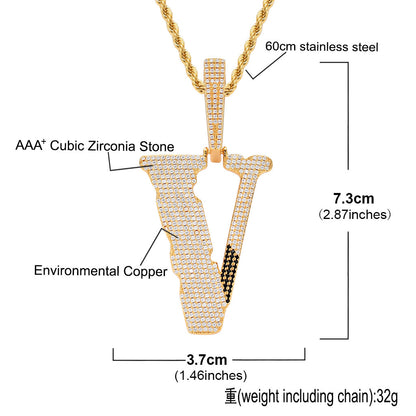 Hip Hop Fashion Cubic Zirconia Pendant Necklace for Men and Women