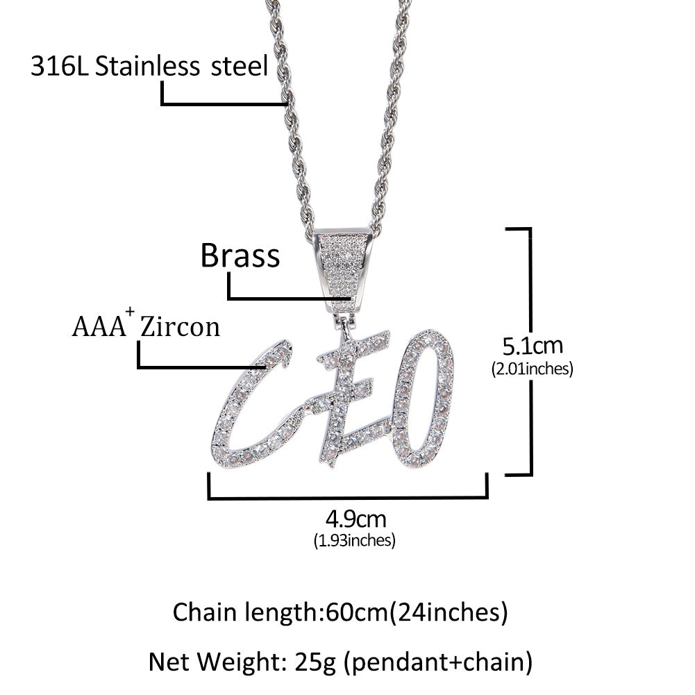 Custom Bubble Letter Necklace with Cubic Zirconia Pendant - Gold or Silver Personalized Hip Hop Chain for Women