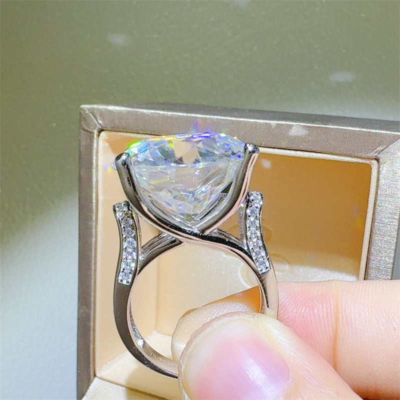 Round Moissanite Ring for Women, Six-Prong Solitaire Engagement Ring Style, Oversized Statement Promise Ring product image