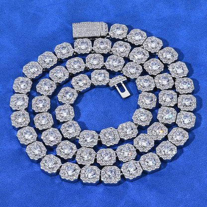 10 mm Square Cluster CZ Link Hip Hop Necklace with Copper Base - CHA091