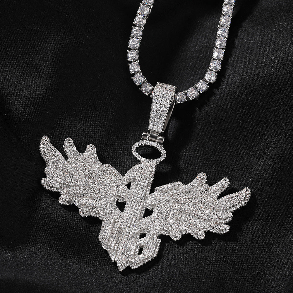 Iced Wing Pendant Necklace for Women – Cubic Zirconia Hip Hop Statement Chain in Gold or Silver Tone