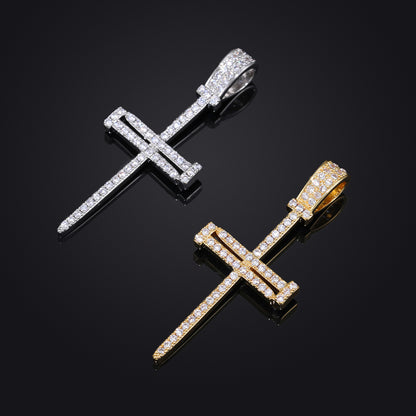 Cross Pendant Rope Chain Necklace, Iced Out Zircon Hip Hop Jewelry