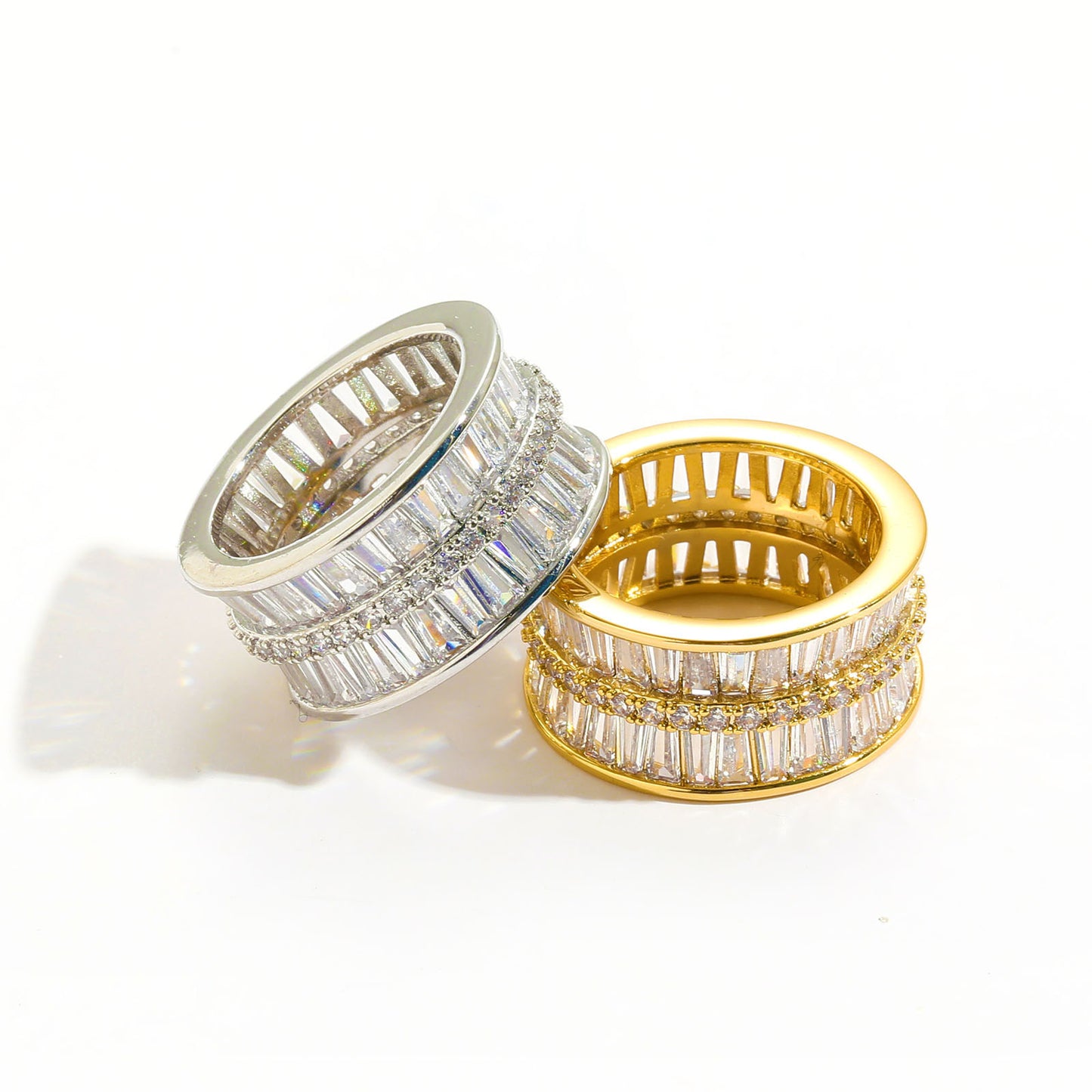 Hip Hop Light Luxury Square Cubic Zirconia Ring for Men