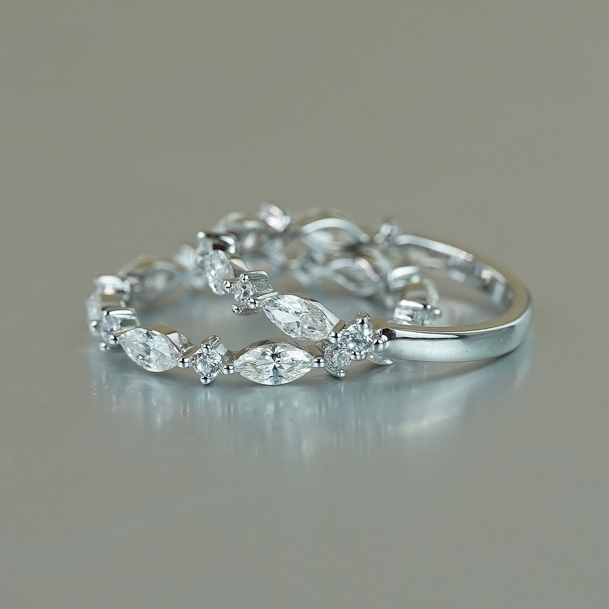 Marquise Moissanite Ring, 925 Silver, 18K Gold Finish product image