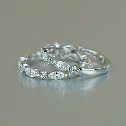 Marquise Moissanite Ring, 925 Silver, 18K Gold Finish