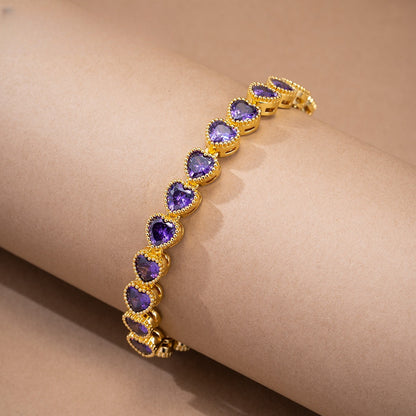 Elegant Heart Crystal Bracelet for Women – Silver Plated Dainty Luxury Chain Bracelet Gift for Her