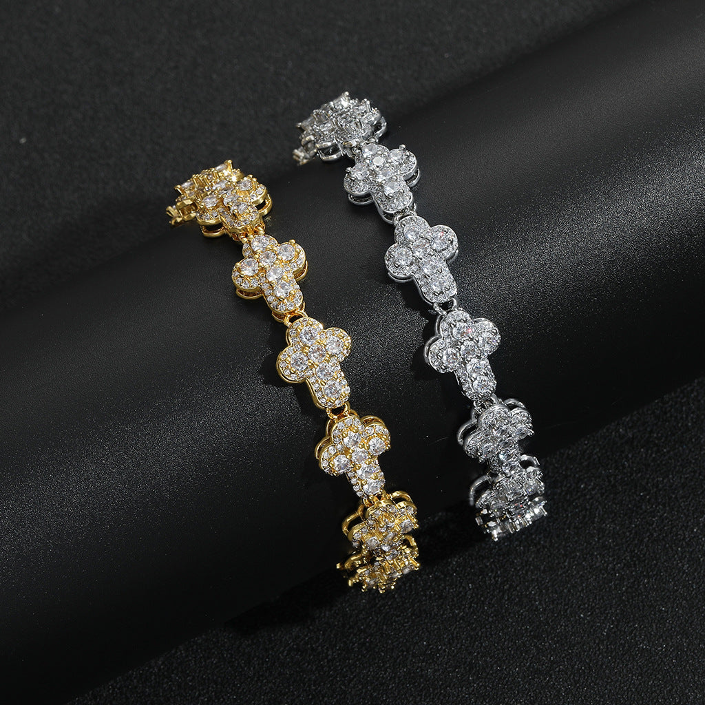 Hip Hop Light Luxury Fashion Cubic Zirconia Bracelet for Men and Women