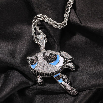 Cute Cartoon Cubic Zirconia Pendant Necklace for Women with 24 Inch Twist Chain