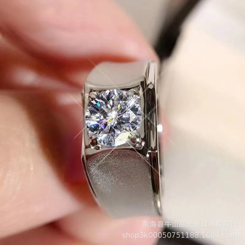 Men’s VVS Moissanite Ring - Classic Solitaire Band in 0.5ct, 1ct, 2ct Sizes