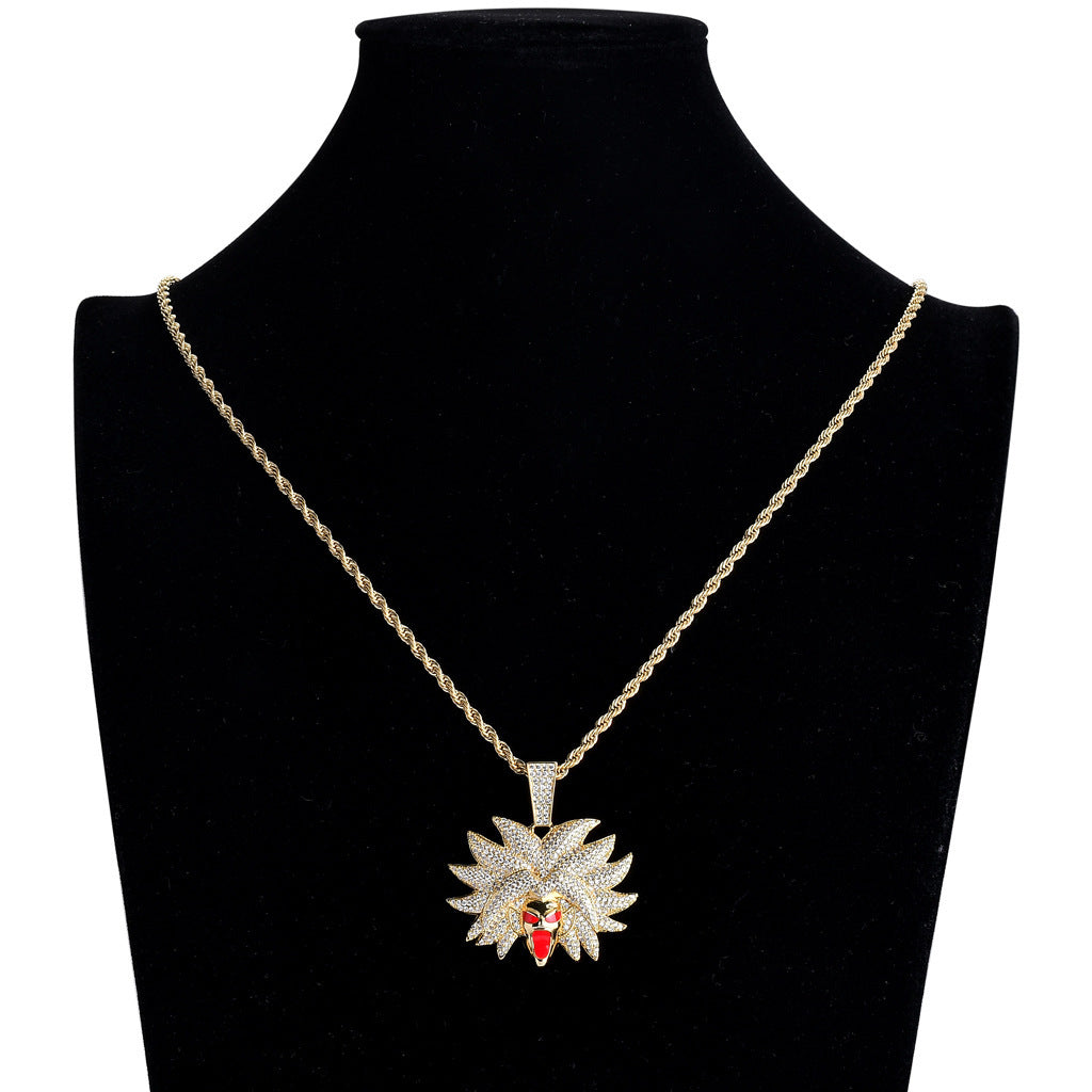 Hip Hop Dragon Cubic Zirconia Pendant Necklace for Men and Women