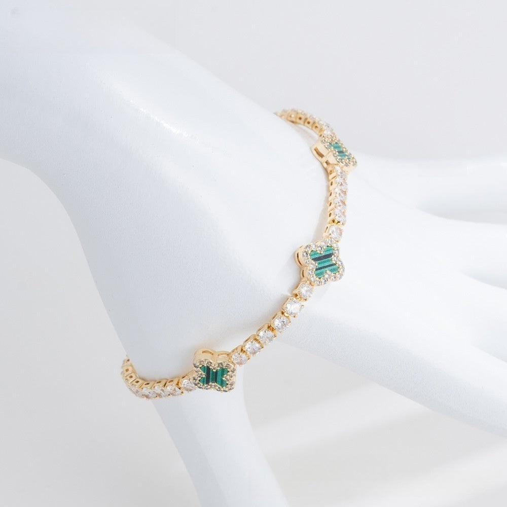 Elegant Clover Tennis Bracelet for Women, Trendy Dainty Everyday Jewelry