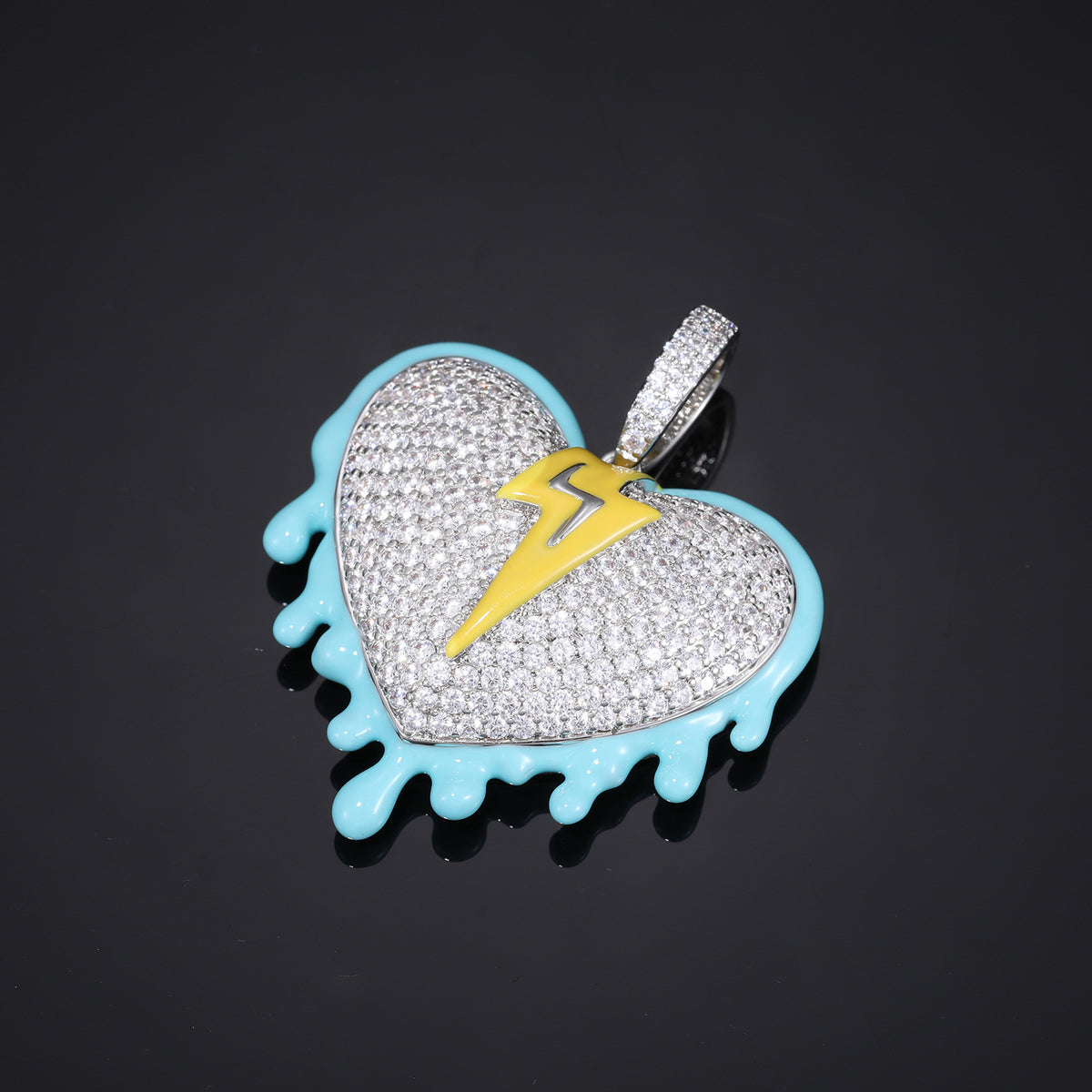 Iced Out Heart Lightning Pendant Necklace for Men, Hip Hop Rope Chain product image
