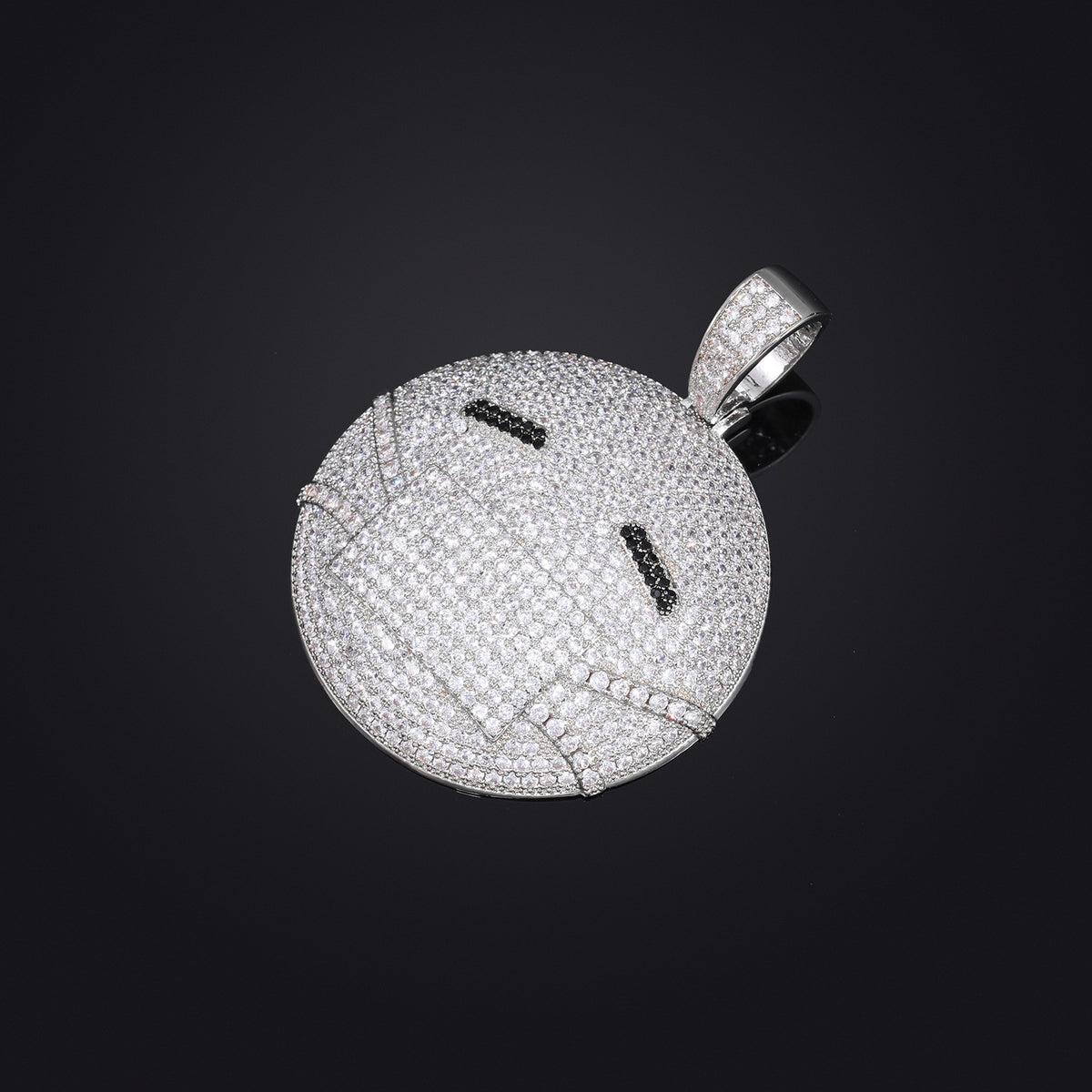 Emoji Face Hip Hop Pendant Necklace, Iced Out Zircon Charm, Rope Chain Style product image