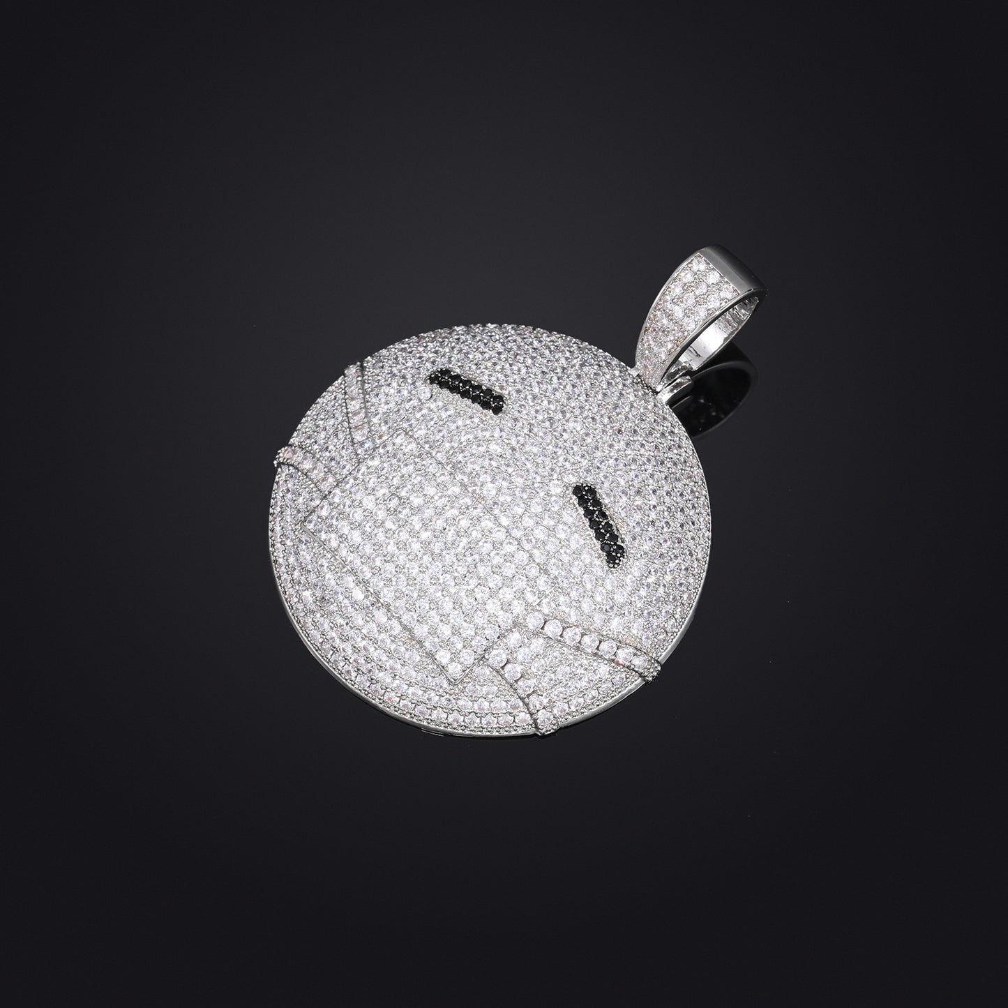 Emoji Face Hip Hop Pendant Necklace, Iced Out Zircon Charm, Rope Chain Style product image