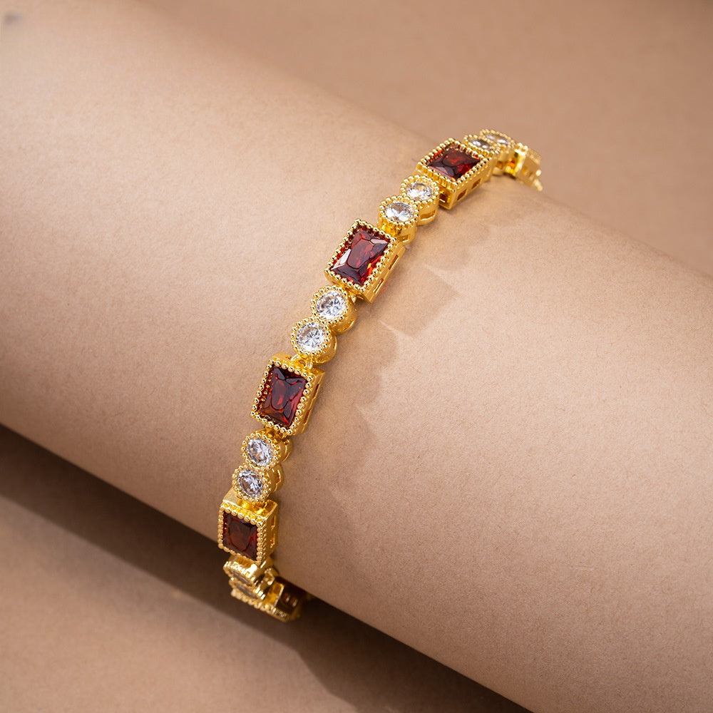 Round & Rectangular Gem Minimalist Bracelet for Women