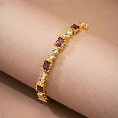 Round & Rectangular Gem Minimalist Bracelet for Women