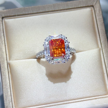 3 Carat Yellow Radiant Cut Moissanite Halo Ring for Women