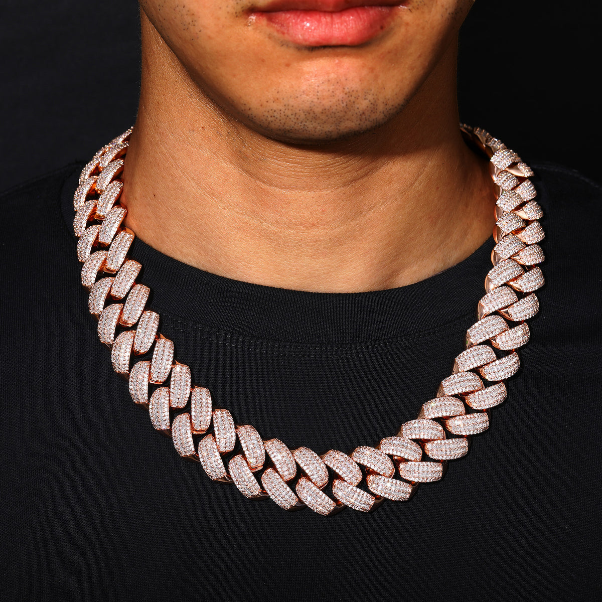 Iced Out Cuban Link Chain Necklace or Bracelet for Men and Women - Geometric Copper Jewelry with Cubic Zirconia product image